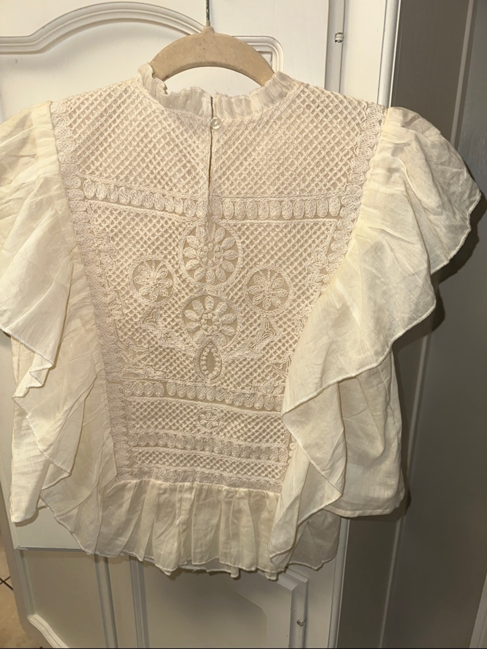 Joie Cream Lace & Ruffle Front Blouse - Picture 4 of 4